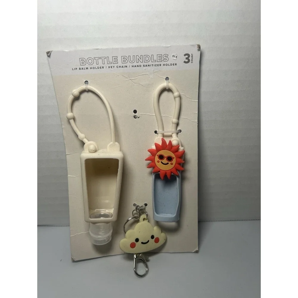 NEW 3 Bottle Bundles Cloud/Sun Lip Balm Holder -Key Chain- Hand Sanitizer Holder